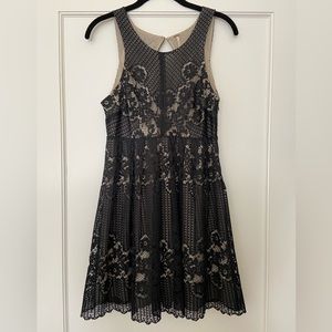 Free People Black Lace Racer Back Mini with Cut Out Back Detail - Size 2